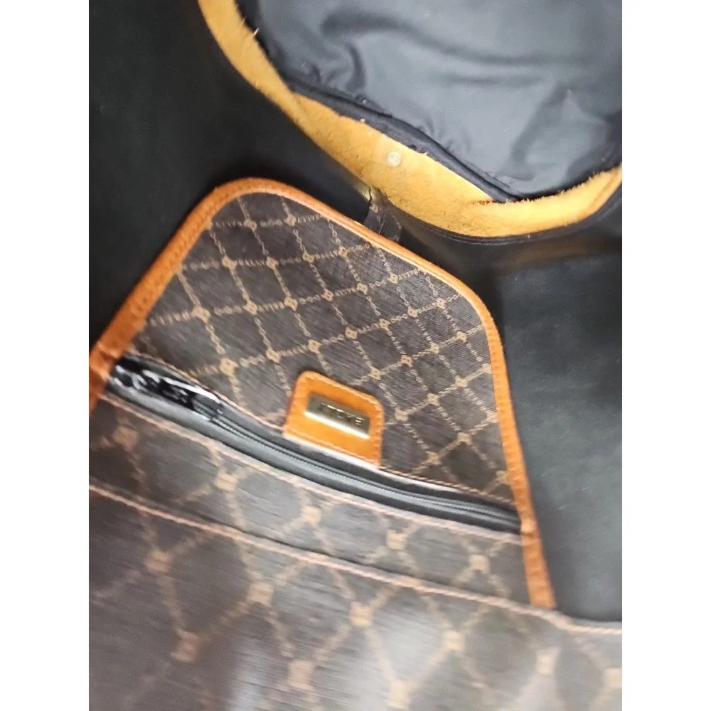 VINTAGE Bally‎ Monogrammed Two Tone Bucket Purse Adjustable Strap One Shoulder